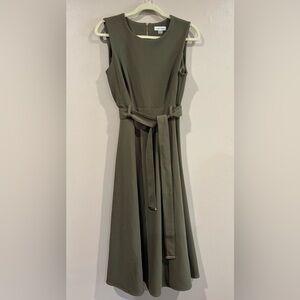EUC Calvin Klein Elegant Olive Green Sleeveless Dress
